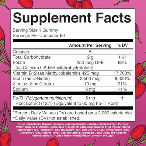 Maryruth'S Maryruth Organics Biotin Gummies Sugar Free Vegan Non-Gmo 2500 Mcg Biotin Supplement Hair Skin And Nails Vitamins Hair Growth Vitamins Hair Growth Supplement 60 Count