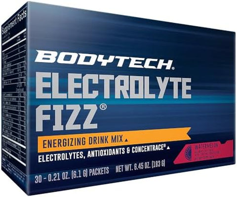 Bodytech Electrolyte Fizz Packets Supports Hydration Energy & Endurance With 1200Mg Vitamin C Watermelon (30 Packets)