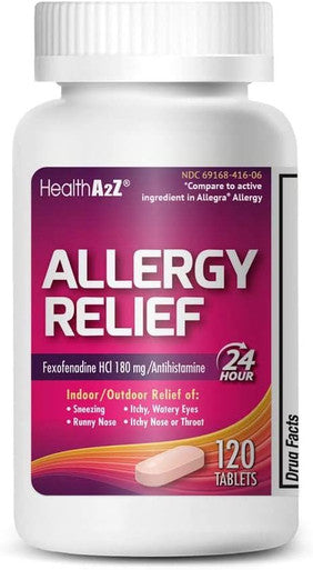HealthA2Z Fexofenadine HCl 180mg 24-Hour Allergy Relief