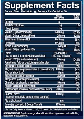 Bodytech Electrolyte Fizz Packets Supports Hydration Energy & Endurance With 1200Mg Vitamin C Lemon Lime (32 Packets)