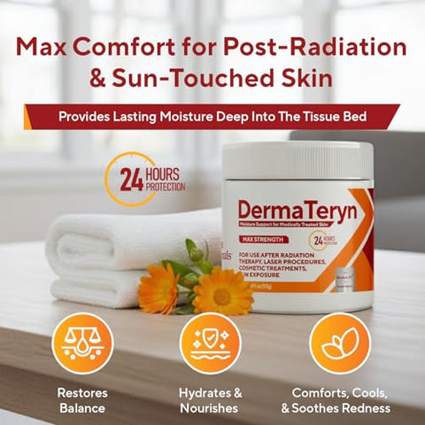 Marie Originals Dermateryn Sunburn & Post Radiation Cream Natural Moisture Barrier For Dry Irritated Or Sensitive Skin Zinc Oxide + Lanolin Petroleum Fragrance 4 Oz