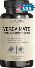 Yerba Mate 1400Mg Magic Natural Caffeine and Energy Supplements Usa Made and Tested High Potency Enhanced With Taurine And Vitamin B Complex 60 Capsules