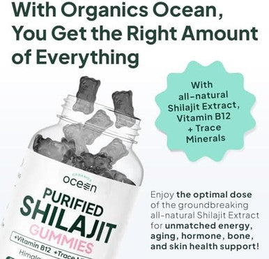Shilajit For Men And Women - Natural Shilajit Supplement With Vitamin B12, Chromium And Selenium For Age-Defying, Energy, Hormone Support And More - 60 Shilajit Gummies