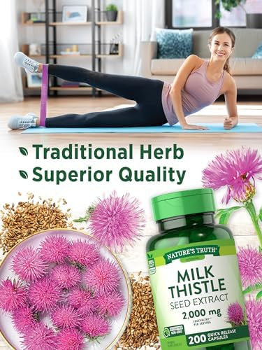 Nature'S Truth Milk Thistle 2000Mg 200 Capsules Non-Gmo And Gluten Seed Extract Supplement Silymarin Marianum