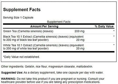 Swanson Green White & Black Tea Complex 200/200/200 Milligrams 60 Capsules