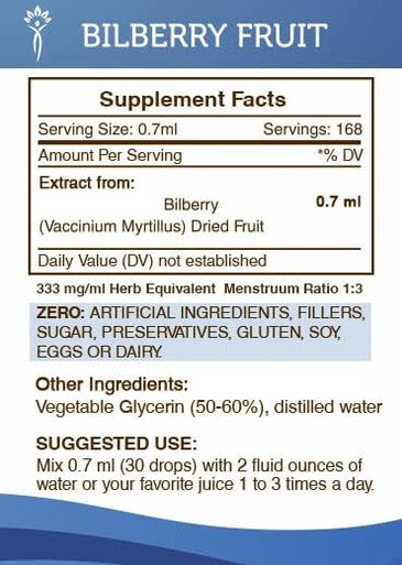 Secrets of the Tribe Bilberry Fruit Alcohol-Free Liquid Extract, Bilberry (Vaccinium Myrtillus) Dried Fruit Tincture Supplement (4 FL OZ)