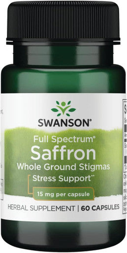 Swanson Full Spectrum Saffron (Whole Ground Stigmas)-Herbal Supplement Promoting Natural Mood Support & Stress Management - Organic Spanish Saffron Supplement-(60 Veggie Capsules 15mg Each)