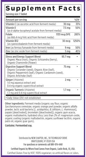 Chapter Iron Supplement, Whole-Food Fermented Iron Complex Made With Organic Vegetables & Herbs + One Daily Non-Constipating Dose- 60Ct, 2 Month Supply