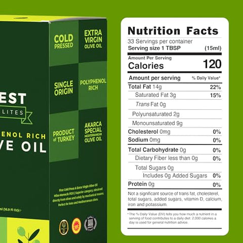 Polyphenol Rich Olive Oil Extra Virgin by Zest Delites, Up To 770 mg/kg High Polyphenol Olive Oil, Cold Pressed EVOO, Heart & Immunity Support, Single Origin, Gold Award, New Harvest, 16.9 fl oz