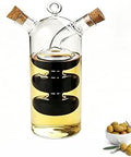 Olive Oil and Vinegar Dispenser Cruet Bottles, 2 in 1 Transparent Dual Glass for Kitchen Cooking Container