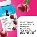 One A Day Kids Multivitamin with Iron Gummy Vitamin D Vitamin C E Zinc for Immune Support Gummy Vitamins Kids Multivitamin Gummies with Iron Cherry Flavor 60 Count (Packaging May Vary)