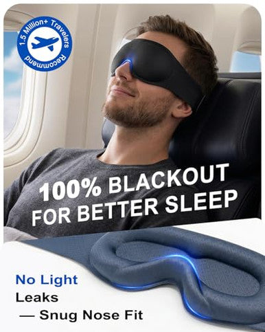 Focbeo Weighted Eye Mask For Sleeping - 100% Blackout Sleep Mask For Women & Men 3D Contoured Eye Mask For Lash Extensions Zero Eye Pressure Memory Foam Adjustable Strap For Airplane Travel & Meditation