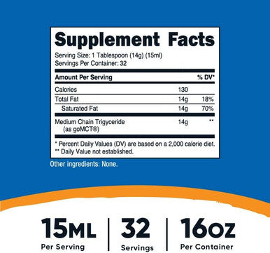 Nutricost C8 Mct Oil 16Oz Keto Paleo Nongmo