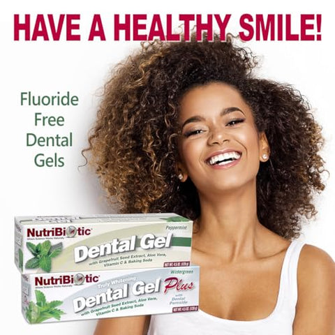 Nutribiotic â€“ Dental Gel Golden Peppermint 4.5 Oz With Gse Aloe Vitamin C & Baking Soda Vegan Biodegradable & Of Fluoride Gluten & Sodium Lauryl Sulfate / Sls