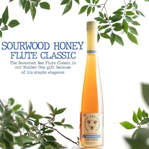 Sourwood Honey Flute Classic Standard by Savannah Bee - Real, Pure and Honey - Kosher Certified and Gluten Free - Gift Idea (20oz)