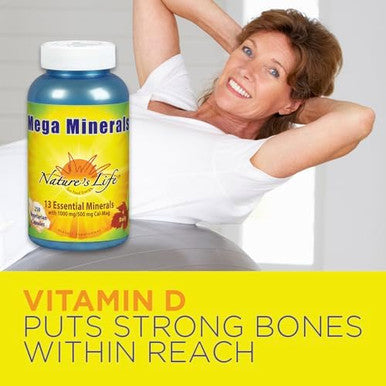 Nature'S Life Mega Minerals Complex Complete Multi Mineral + Vitamin D Supplement 250 Vegetarian Capsules