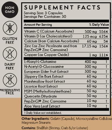 Terra Origin Healthy Gut Capsules With Immunity Boost | 90 Capsules | Digestive Support Including Intestinal Permeability, Ibs, Bloating, Gas And Constipation* 30 Servings/90 Capsules.