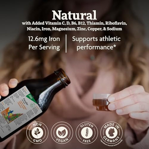 Floradix Iron Sport Liquid Mineral & Vitamin Formula - Daily Nutrition & Energy Support - Sports Nutrition With Iron B Vitamins & More - Vegan & Non-Gmo 8.5 Fl Oz