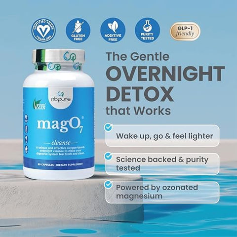 Nbpure Mago7 Natural Colon Cleanse & Detox Occasional Constipation Relief Stool Softening & Bloating Support For Men & Women Ozonated Magnesium Oxide 30 Capsules