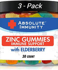 Absolute Immunity ZINC and Elderberry Gummies Immune System Health Adults and Kids 30ct. 3 Pack