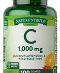 Vitamin C Bioflavonoids & Rose Hips | 1000mg | 100 Caplets | Vegetarian, Non-GMO, Gluten | by Nature's Truth