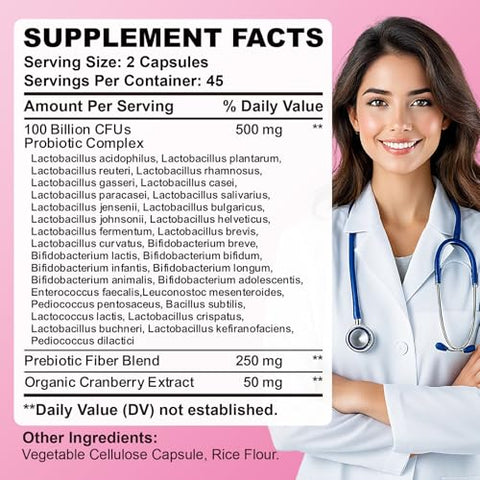 Sept Yan Probiotics For Women 100 Billion Cfus 32 Strains With Prebiotics & Digestive Enzymes Support Digestive Immune Vaginal & Urinary Health 90 Capsules