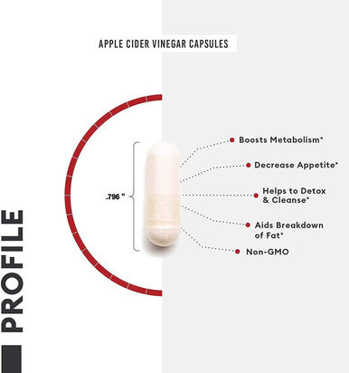 Organic Apple Cider Vinegar Capsules - Weight Loss Support (W/ Patented Capsimax ), Weight Management For Women & Men, Promotes