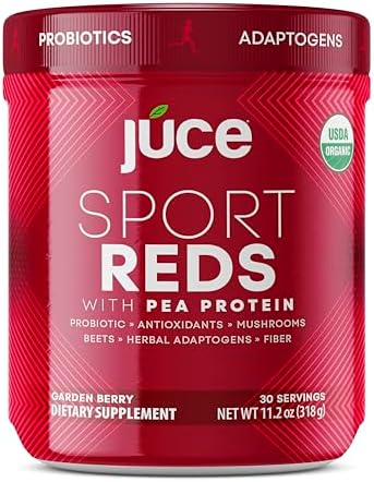 Terra Kai Organics Juce Sg7 Sport Greens Powder Supplement Organic Plant Based Protein Green Juice Powder Probiotics Mushrooms Mixed Berry Flavor 30 Servings By Terra Kai Organics