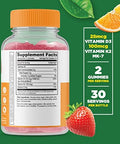Lifeable Vitamin C 750Mg + Vitamin D3 + Vitamin K2 Gummies Bundle Great Tasting Vitamin Supplement Gluten Gmo Chewable Gummy