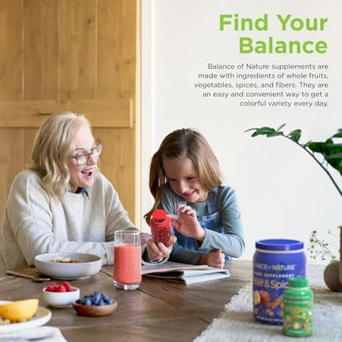 Balance of Nature Fruits and Veggies Supplements Whole Fruit and Vegetable Ingredients for Women Men and Kids 90 Fruits Capsules 90 Veggies Capsules 1 Set