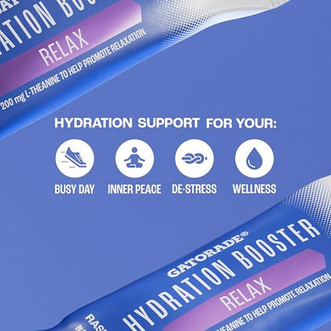 Gatorade Hydration Booster Electrolyte Drink Mix Powder Packets Relax And Unwind Raspberry Lemon Makes 20 Fl Oz (Pack Of 48)