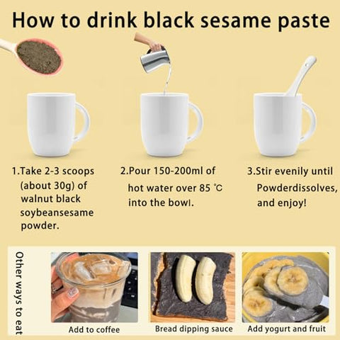 BKSUAIWU Black Sesame Walnut Mulberry Powder,500g/17.63oz,Ground Sesame Seeds,No Sugar,Instant Beverage Cereal BreakfastÃ©Â»â€˜Ã¨Å ÂÃ©ÂºÂ»Ã§Â³Å