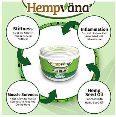 Hempvana Relief Cream 2 Pack with Seed Extract Relieves Inflammation Muscle Joint Back Knee Nerves and Arthritis Made in USA 3oz Paraben Free Vegan Cruelty Free As Seen On TV