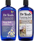 Dr Teal'S Foaming Bath Variety Set (2 Pack34Oz Ea) - Melatonin Sleep BathNourish & Protect With Coconut Oil - Essential Oils Blended With Pure Epsom Salt Ease Pain & Promote Better Sleep