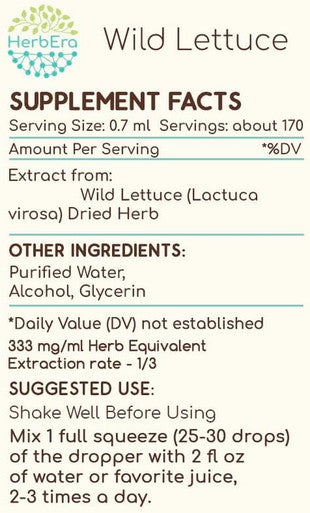 Wild Lettuce A120 Alcohol Herbal Extract Tincture, Concentrated Liquid Drops Natural Wild Lettuce (Lactuca virosa) (4 fl oz)