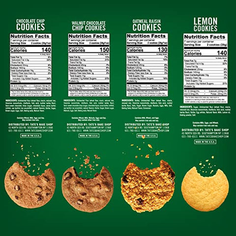 Tate's Bake Shop Variety Pack, Oatmeal Raisin , Chocolate Chip & Chocolate Chip Walnut, 3 - 7 oz Bags