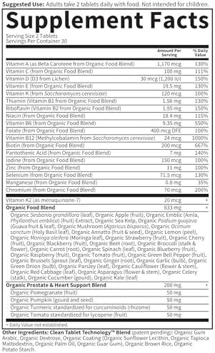 Garden Of Life Organics Whole Food Multivitamin For Men 40+, 60 Tablets, Vegan Mens Multi For Health, Well-Being Certified Organic Whole Food Vitamins, Minerals For Men Over 40, Mens Vitamins