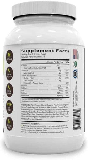 BiOptimizers Protein Breakthrough - Plant-Based Protein Blend (from Pea, Hemp, Pumpkin Seed) - Chocolate Flavor (907g) - Vegan, Low-carb, Low-glycemic, Soy-Free, Gluten-Free
