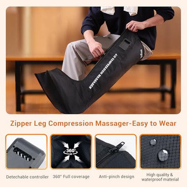 Mynt Full Leg Air Compression Massager Sequential Cordless Compress Therapy Machine For Circulation Pain Relief Rechargeable Leg Massage Recovery System With Multiple Modes & Intensities For Athlete