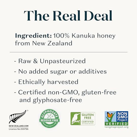 Tahi Kanuka Honey New Zealand - 100% Certified Non-GMO and Glyphosate-Free - Natural Sweetener and Healthy Superfood - White Tea Tree Pure Honey - 8.81oz
