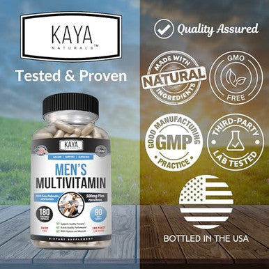 Kaya Naturals Multivitamin For Men - Men'S Prostate Multivitamin - Multi Mineral Daily Supplement - Pills For Men - Supports Healthy Prostate - Vitaminas Para Hombres - 60 Veggie Capsules