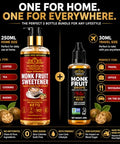 SubSugar Pure Monk Fruit Sweetener Home & Travel Bundle ÃƒÂ¢Ã¢â€šÂ¬Ã¢â‚¬Å“ 250ml Liquid Monk Fruit Drops + 30ml Travel Size ÃƒÂ¢Ã¢â€šÂ¬Ã¢â‚¬Å“ No Erythritol, Zero Sugar, Keto Friendly