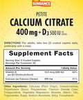Sundance Calcium Citrate With Vitamin D3 400 Mg 120 Caplets Petite Vegetarian Nongmo & Gluten Supplement