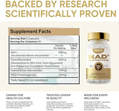 Nad Supplement, 120 Capsules Nicotinamide Riboside 1000Mg Pure Organic, Anti Aging Antioxidant Cellular Repair Energy And Dna Repair