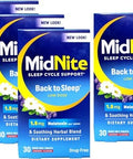 Midnite Sleep Cycle Support Back To Sleep Low Dose Melatonin & Herbal Blend Cherry Flavor 30 Quick Melt Tablets (Pack Of 4)