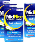 MidNite Sleep Cycle Support Back to Sleep Low Dose Melatonin and Herbal Blend Cherry Flavor 30 Quick Melt Tablets (Pack of 4)