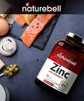 NatureBell Zinc 50mg with Vitamin C 180 Capsules Zinc Vitamins and Immune Vitamins Antioxidant NonGMO