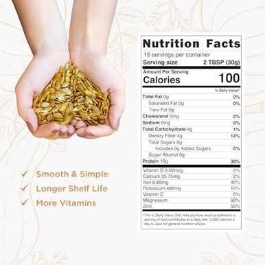 Pumpkin Seed Protein Powder, Unsweetened Plant-Based Pumpkin Protein Powder, Ideal For Post-Activity Support, Pumpkin Powder Is Rich In Omega 3, 6, 9 1 Lb, Cold Pressed