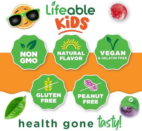 Lifeable Vitamin B Complex for Kids with VIT C Great Tasting B Complex Gummies Vegan Kids B Complex Energy and Nerve Support 90 Gummies