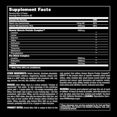 Animal Nitro Eaa Postworkout Recovery And Repair Supports Lean Muscle Growth Complete Spectrum Of Essential Amino Acids & Bcaa Supplement For Men And Women 44 Packs
